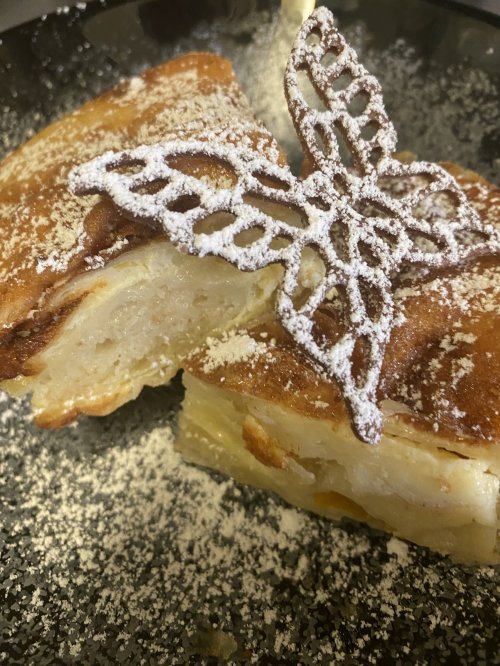 Kézműves tejbegrízes barackos rétes